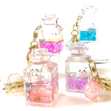 Floating Cat Glitter Jar Charms with Keyring