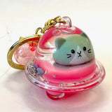 Floating Cat UFO Charms with Keyring