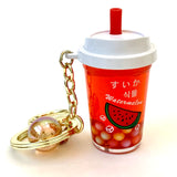 Colorful Fruit Tea Boba Drink Charm with Keyring
